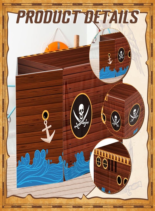 Jiytivity 21 Pcs Pirate Party Decorations Include 43" x 70" Pirate Treasure Map Backdrop 1 Pirate Party Tablecloth 1 Cardboard Pirate Ship 18 Black Red Golden Balloons for Carnival Birthday - Image 3